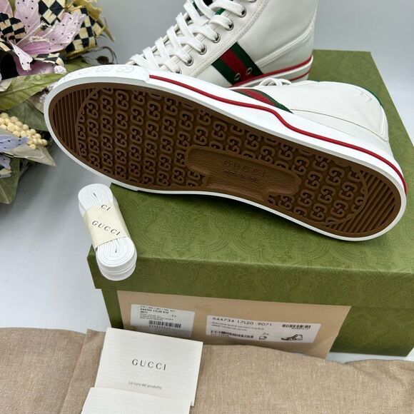 Men’s Gucci high top 1977 tennis sneakers size 7.5 fits 8.5 US made in Italy - Picture 9 of 10
